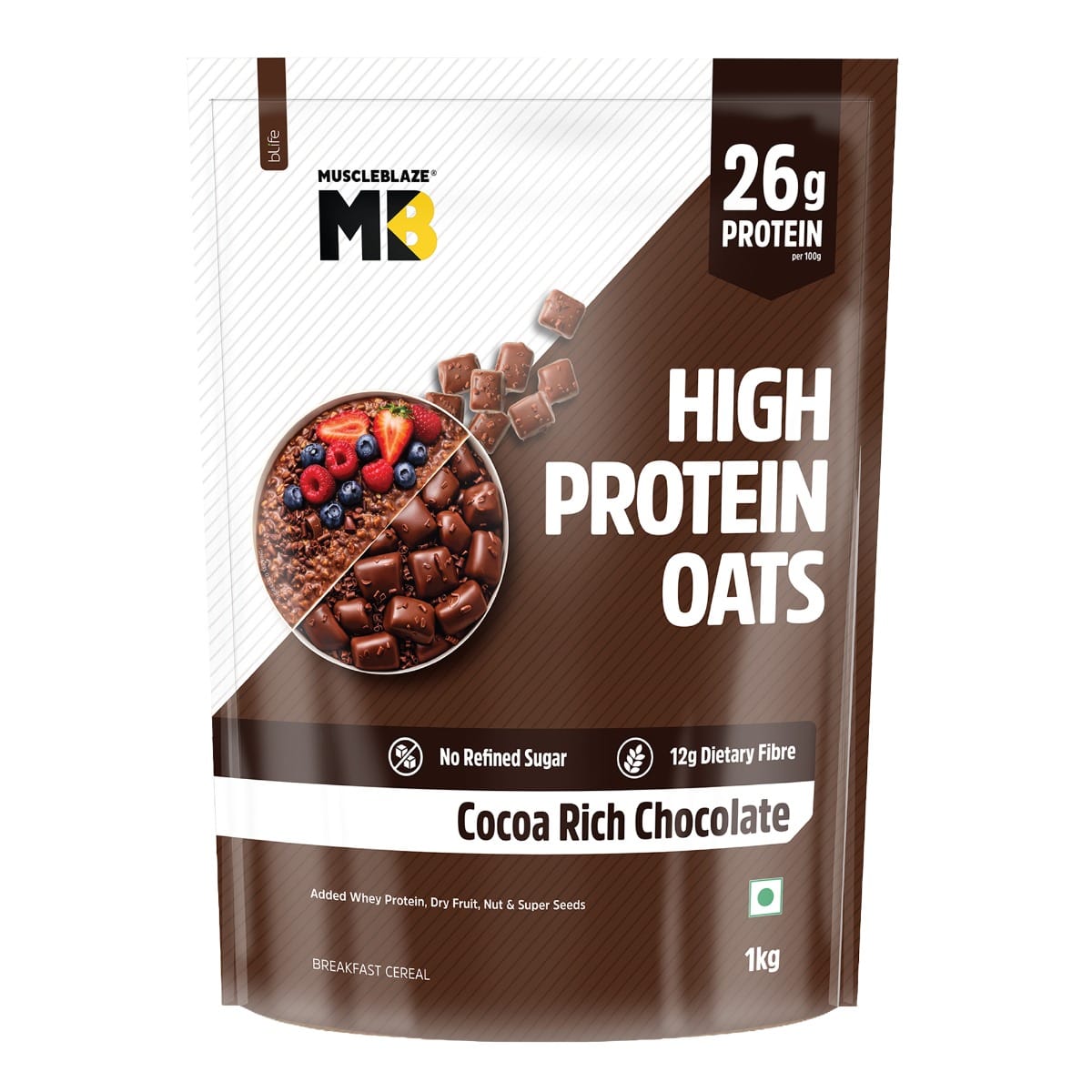 Muscleblaze High Protein Oats 1 Kg Cocoa Rich Chocolate - front