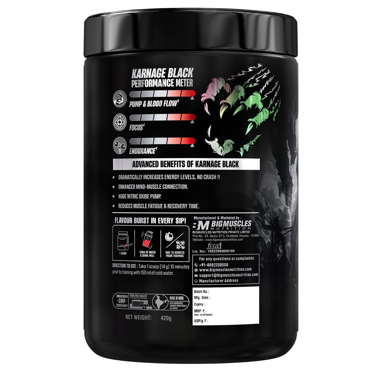 Bigmuscles Karnage Black The End Of Pre-Workouts 420 Gm Sex On The Beach