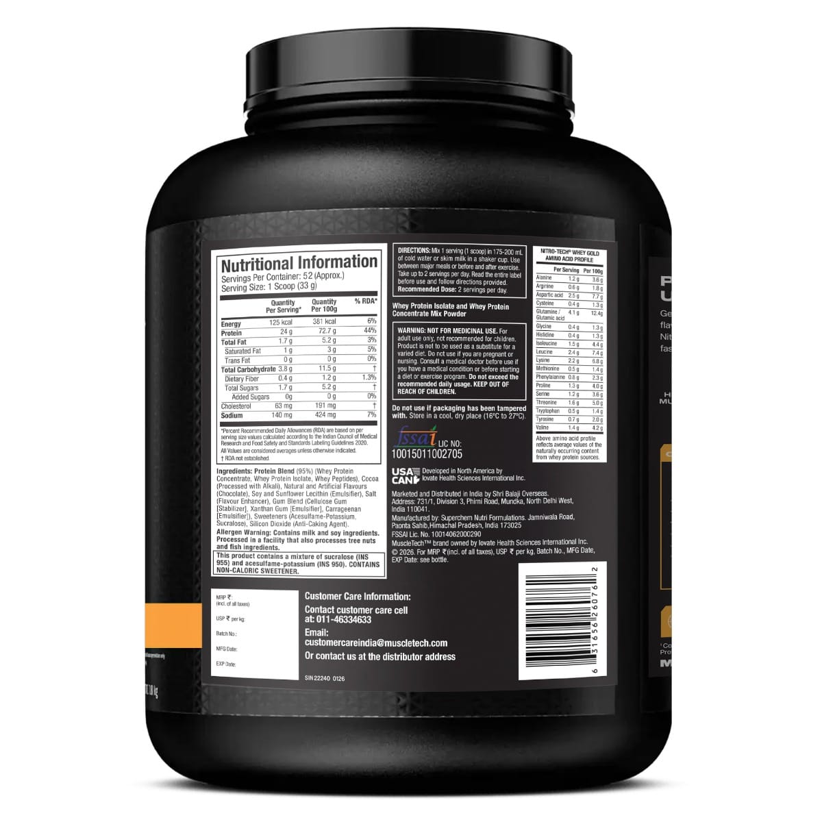 MUSCLETECH NITROTECH WHEY GOLD 1.72 KG DOUBLE RICH CHOCOLATE