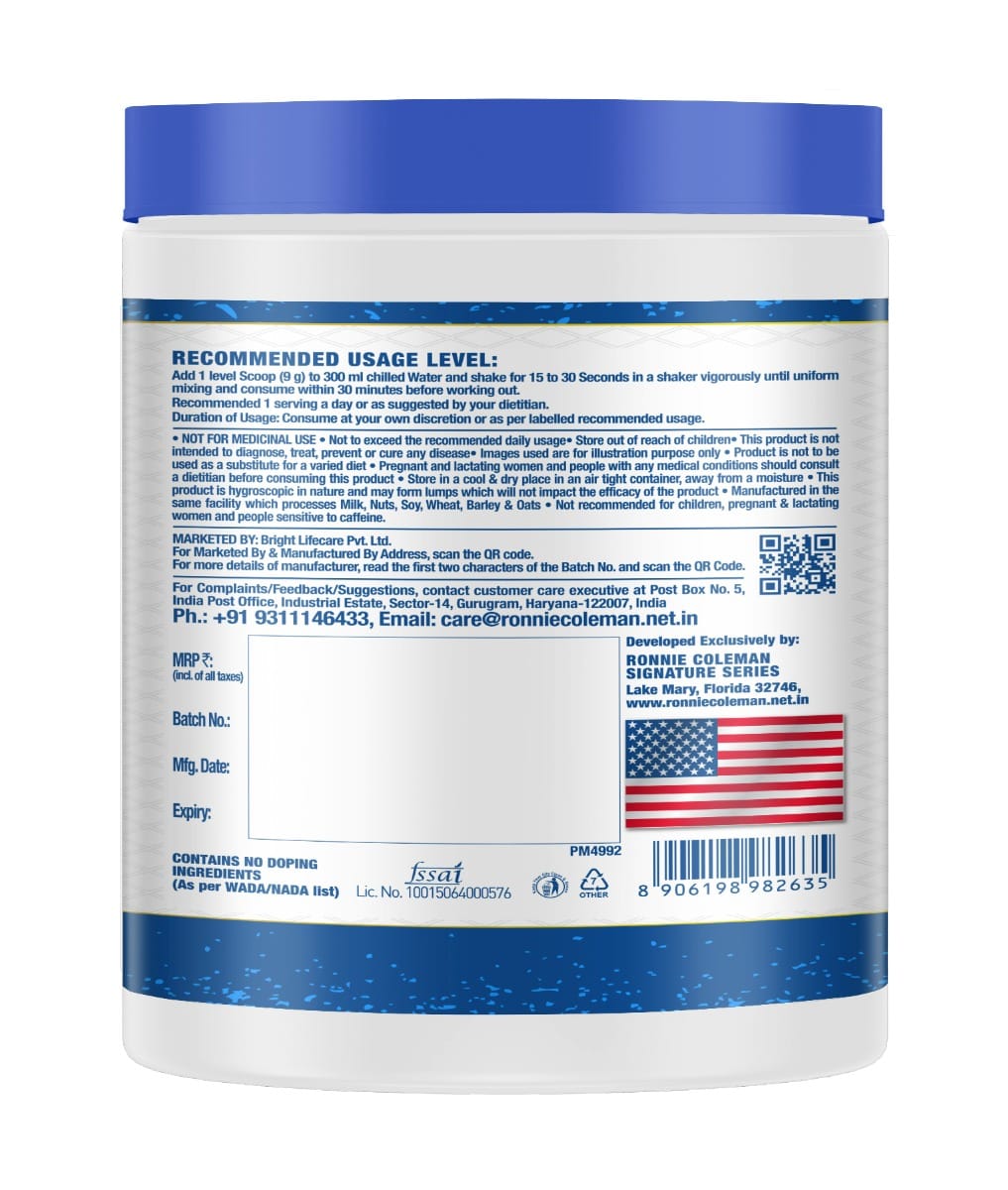 Ronnie Coleman Yeah Buddy Pre-Workout 270 Gm Green Apple