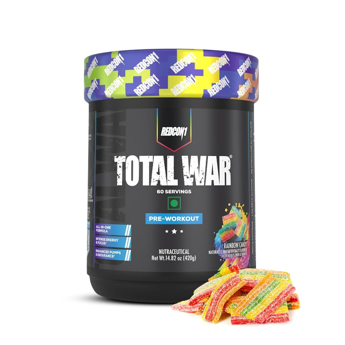 REDCON1 TOTAL WAR PRE-WORKOUT 420 GM RAINBOW CANDY