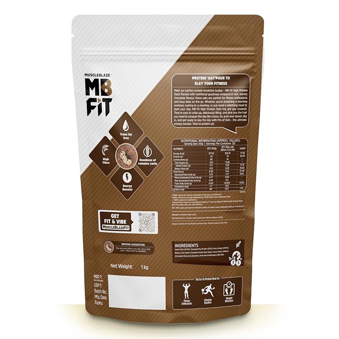 MUSCLEBLAZE HIGH PROTEIN OATS 1 KG DARK CHOCOLATE