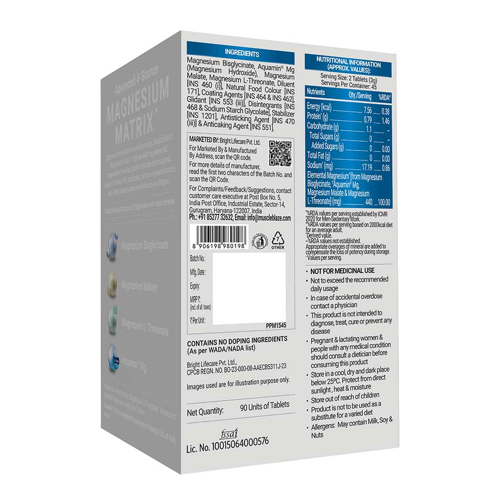 MUSCLEBLAZE PRIME MAGNESIUM MATRIX 440 MG 90 TABLETS
