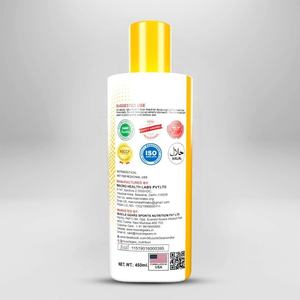 MUSCLE GEARS L-CARNITINE 3000 MG 450 ML PINEAPPLE