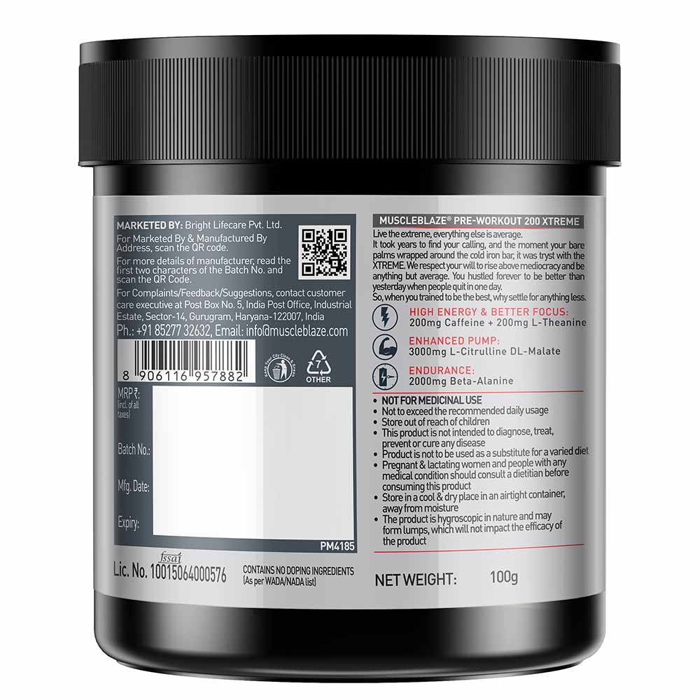 MUSCLEBLAZE PRE-WORKOUT 200 XTREME 200 GM FRUIT PUNCH