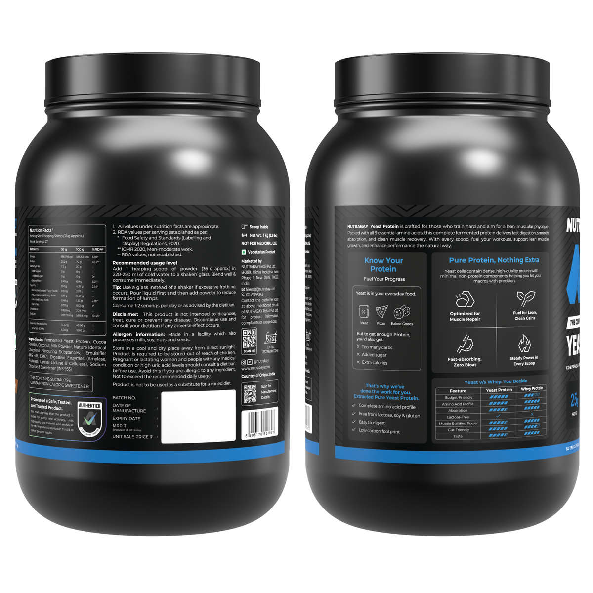 NUTRABAY YEAST PROTEIN 1 KG RICH CHOCOLATE CREME