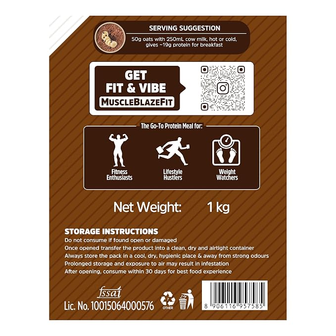 MUSCLEBLAZE HIGH PROTEIN OATS 1 KG DARK CHOCOLATE