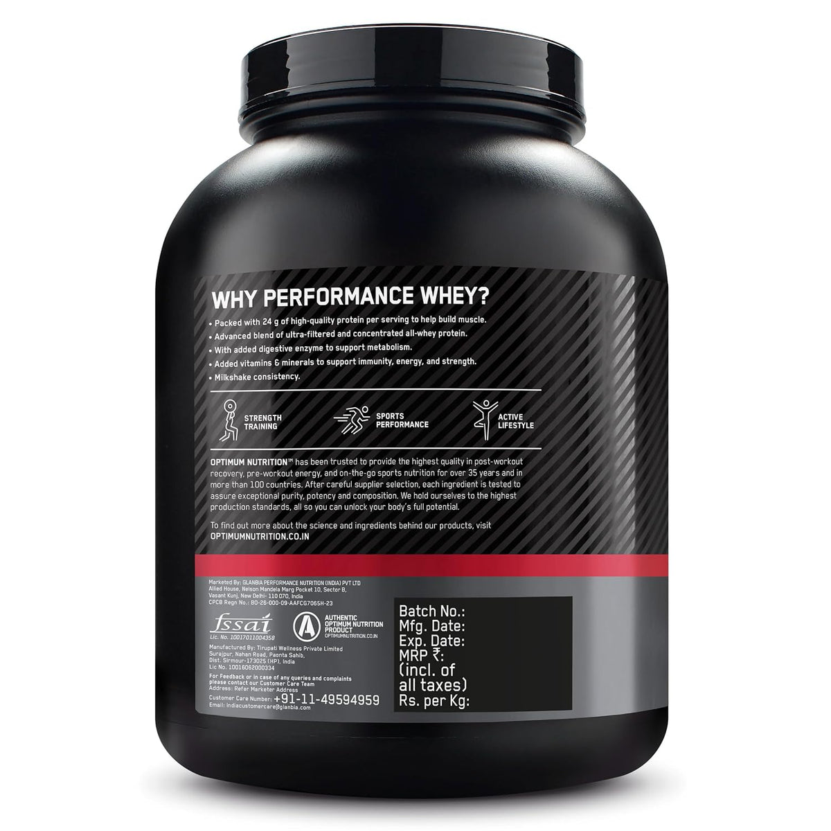 OPTIMUM NUTRITION PERFORMANCE WHEY 2 KG CHOCOLATE MILKSHAKE