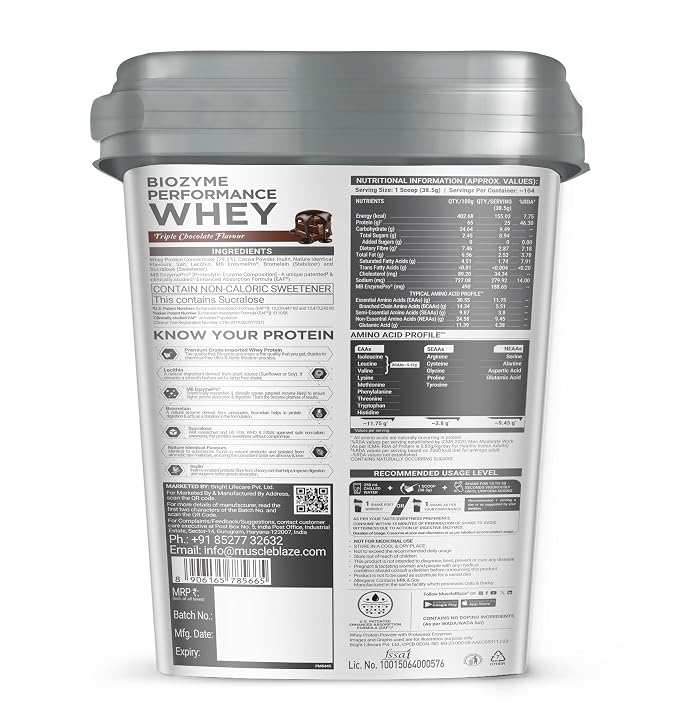 MUSCLEBLAZE BIOZYME PERFORMANCE WHEY 4 KG TRIPLE CHOCOLATE