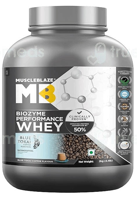 Muscleblaze Biozyme Performance Whey 2 Kg Blue Tokai Coffee - Front