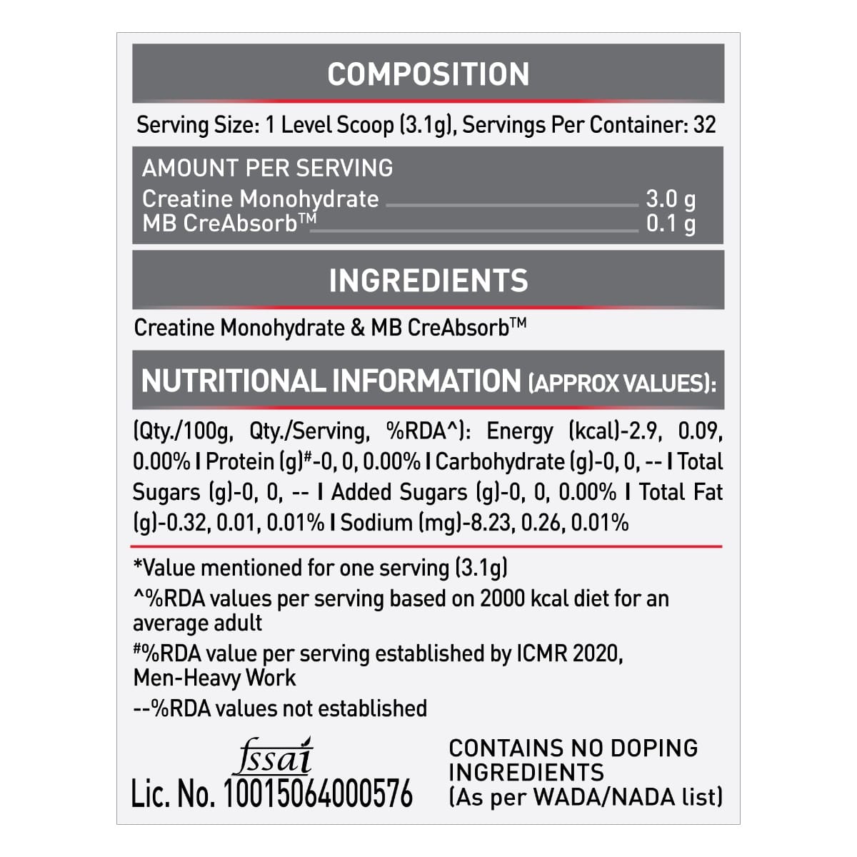 Muscleblaze Creamp Creatine 100 Gm Unflavoured