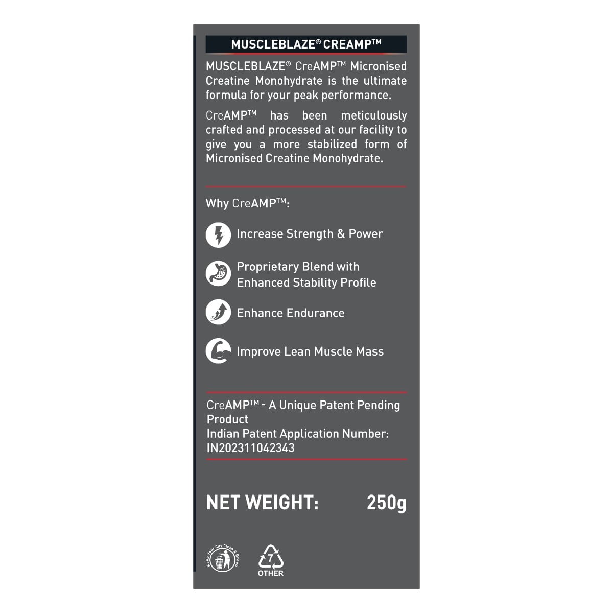 Muscleblaze Creamp Creatine 250 Gm Unflavoured