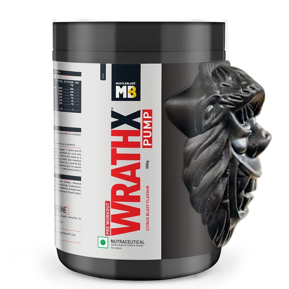 Muscleblaze Pre-Workout Wrathx Pump 300 Gm Citrus Blast - Front