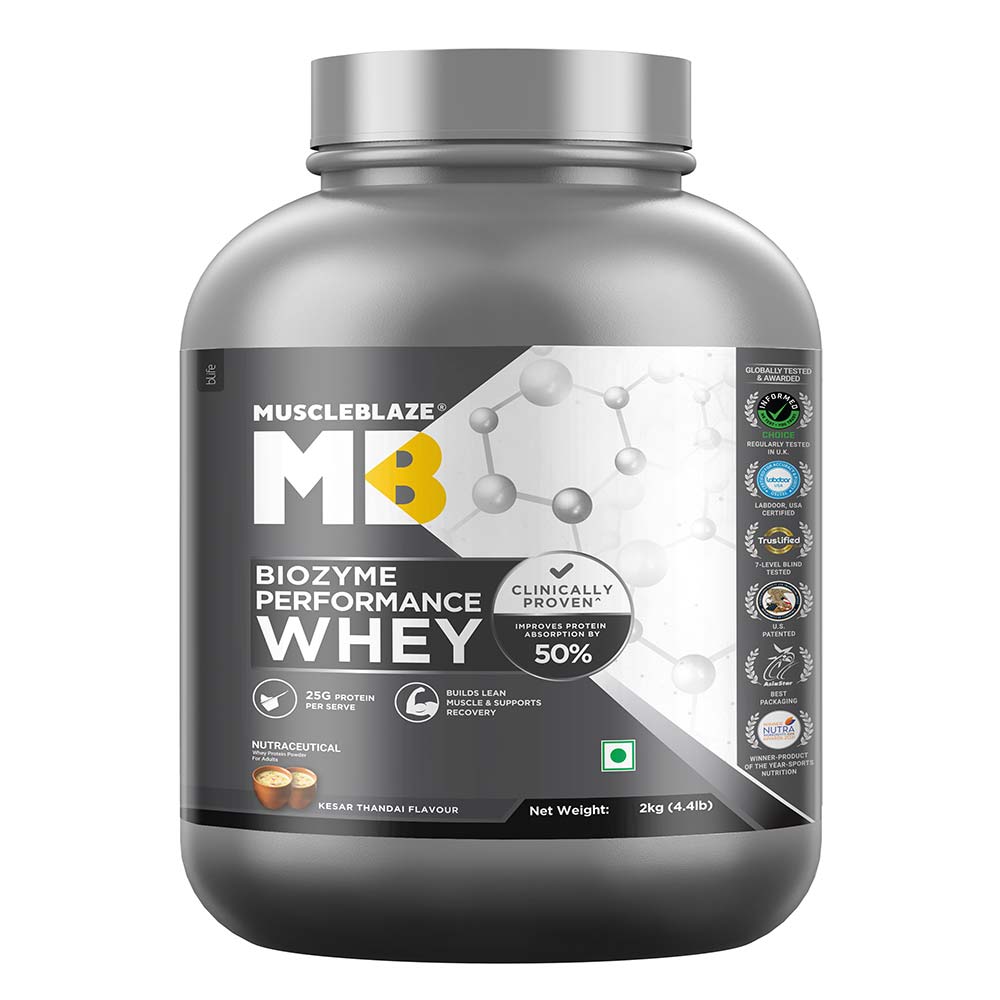 Muscleblaze Biozyme Performance Whey 2 Kg Kesar Thandai - Front