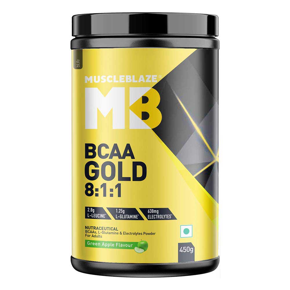Muscleblaze Bcaa Gold 8:1:1 450 Gm Green Apple - Front