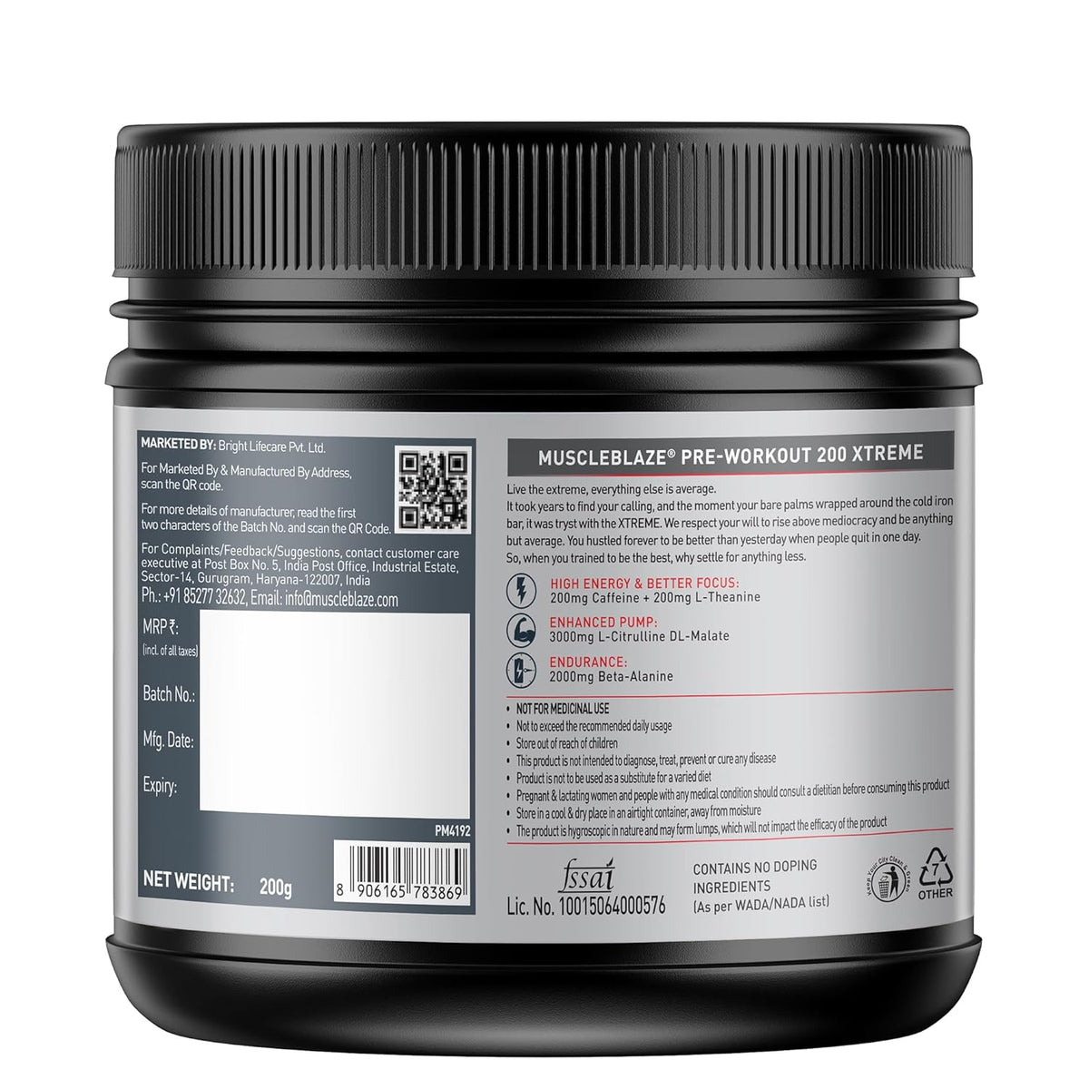 Muscleblaze Pre-Workout 200 Xtreme 200 Gm Berry Bolt