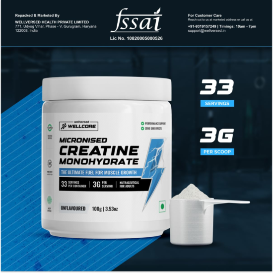 12 Wellcore Creatine Monohydrate 100gm (33 serv)